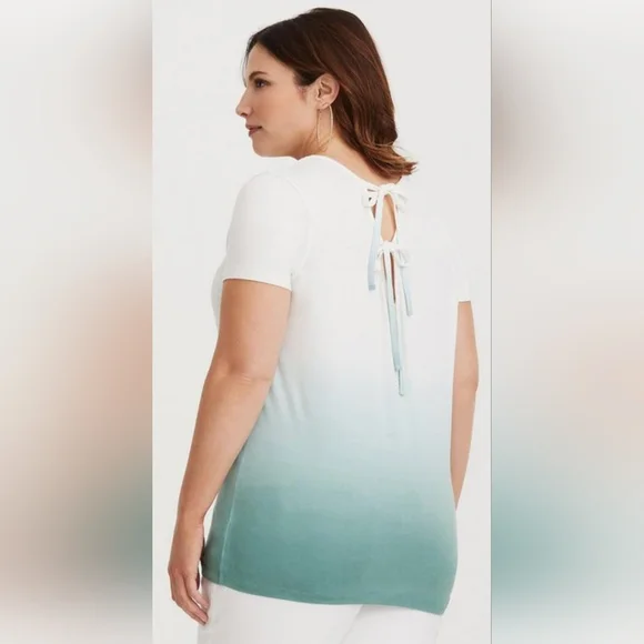 Torrid Super Soft Green Dip-Dye Classic Tee Size 2 - Picture 8 of 9